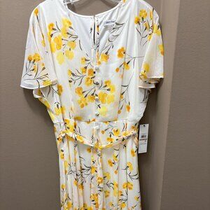 Calvin Klein yellow and white dress in US size 12